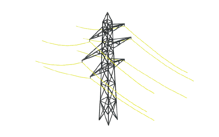 Visualizzazione di una linea ad alta tensione.