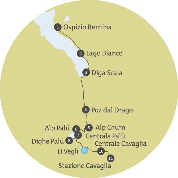 Mappa con le diverse postazioni lungo la Via Energia.