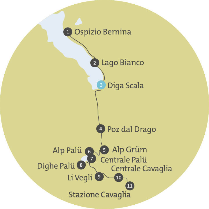 Mappa con le varie tappe della Via Energia.