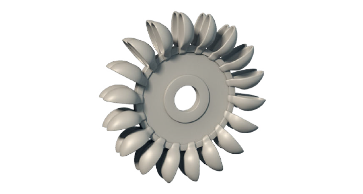 Visualizzazione di una cinghia dentata su una turbina idraulica.